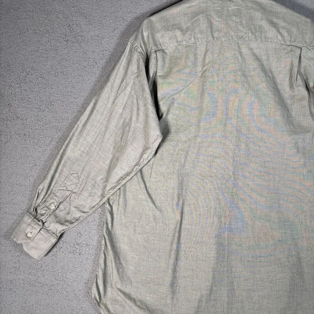 Gitman Brothers Shirt Men's Size 17 33 Button Up‎ Gray Check Plaid Made in USA